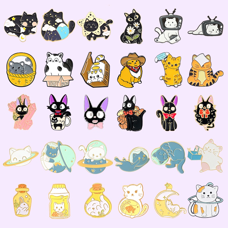 Ghim Cài Áo Hình Mèo Đen / Phi Hành Gia Hoạt Hình Dễ Thương