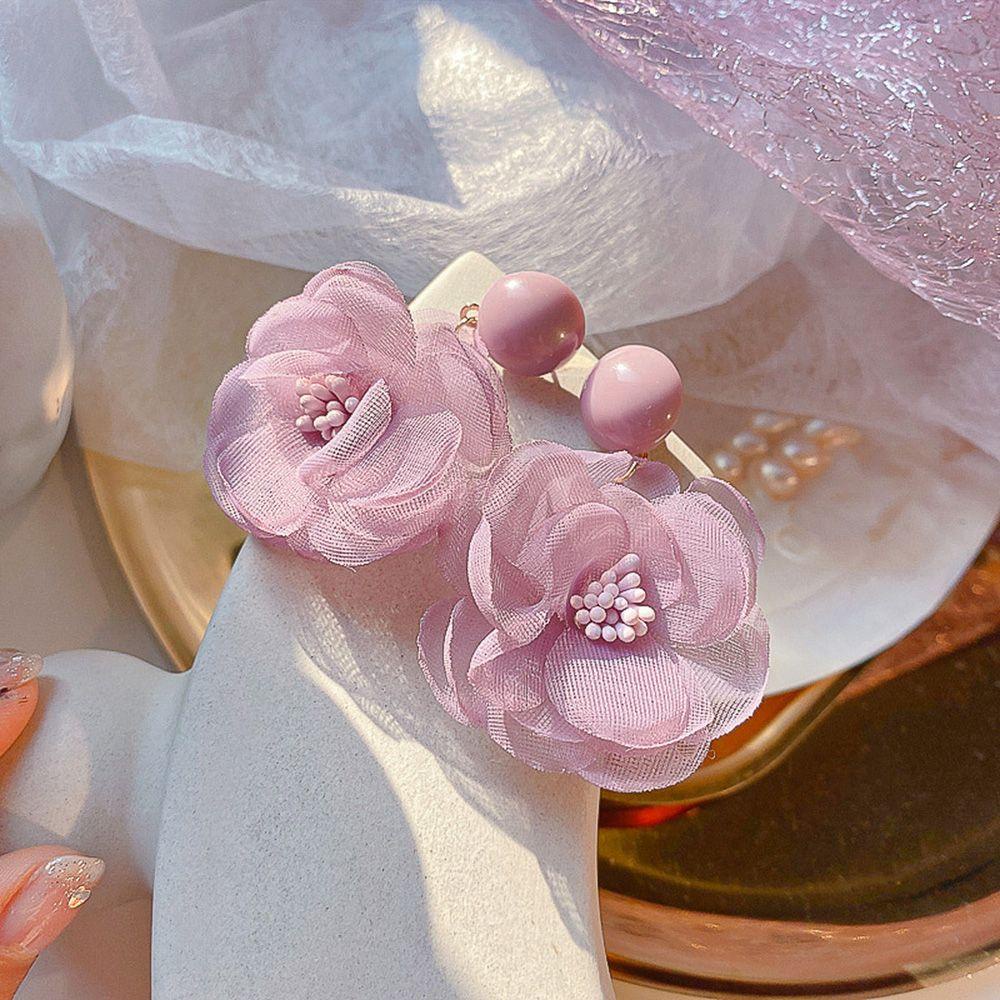 1 Khuyên Tai Nữ Dáng Dài Họa Tiết Hoa Cúc Và Bướm Thời Trang