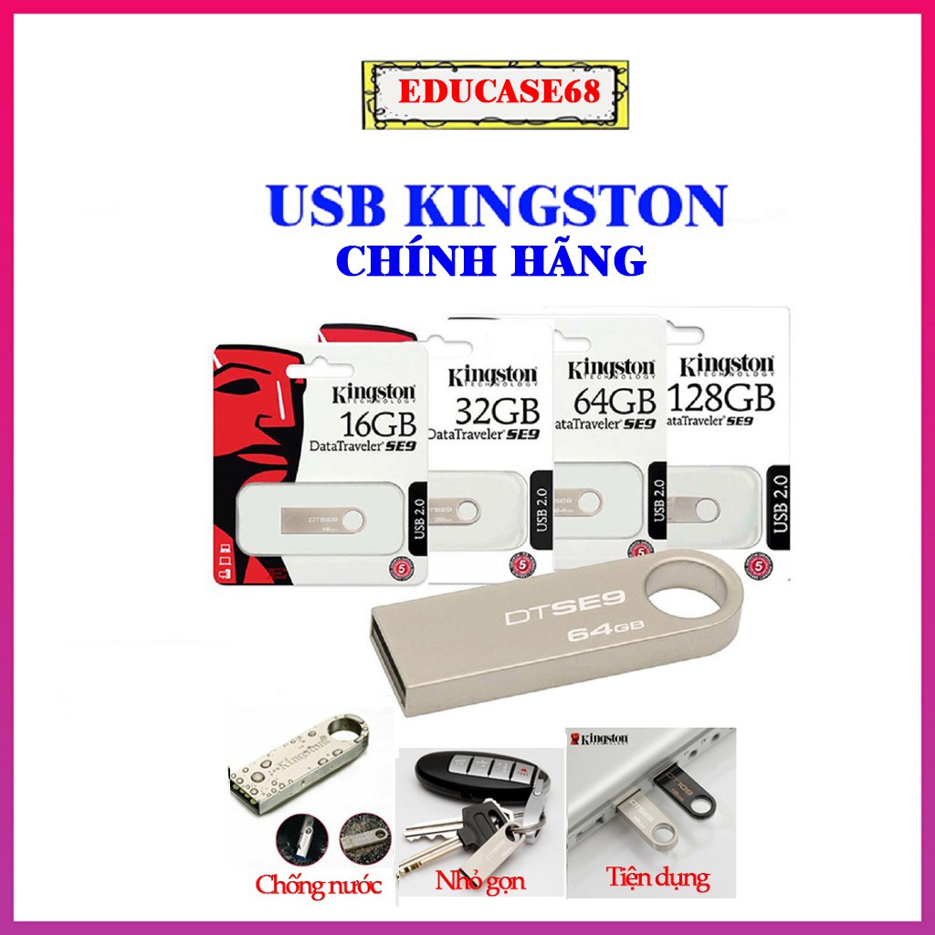 USB Kingston 8GB, 16GB, 32GB, 64GB chính hãng, Usb Kingston chống nước, nhỏ gọn, vỏ kim loại Educase68