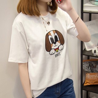 Áo Thun Nữ In Họa Tiết Hình Cún Con DLX