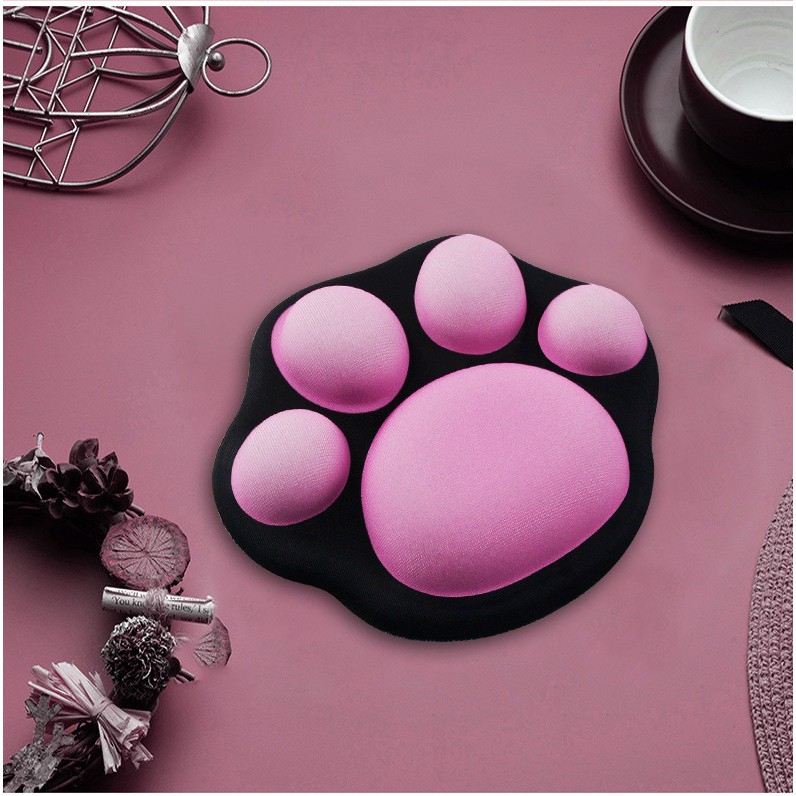 Đệm Kê Tay Sử Dụng Chuột Hình Bàn Chân Mèo 3D Bằng Xốp Chống Trượt