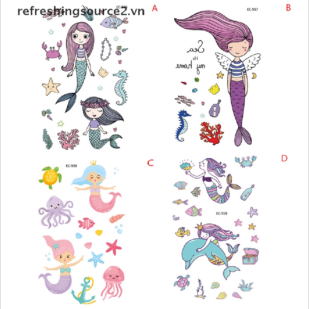 Hình Xăm Dán Chống Thấm Nước Hình Nàng Tiên Cá Hoạt Hình Dành Cho Bé