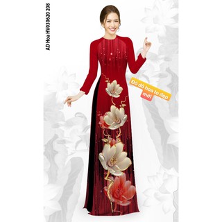 Bộ áo dài In Hoa 3d lụa Nhật Hàng Loại 1