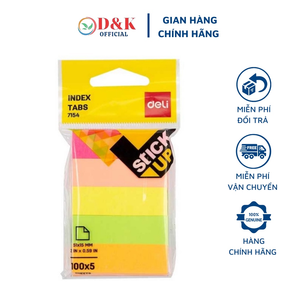 Giấy Nhớ Phân Trang Deli W7154 Giấy Note Đa Dạng Màu Sắc Tiện Lợi Văn Phòng Phẩm Chính Hãng