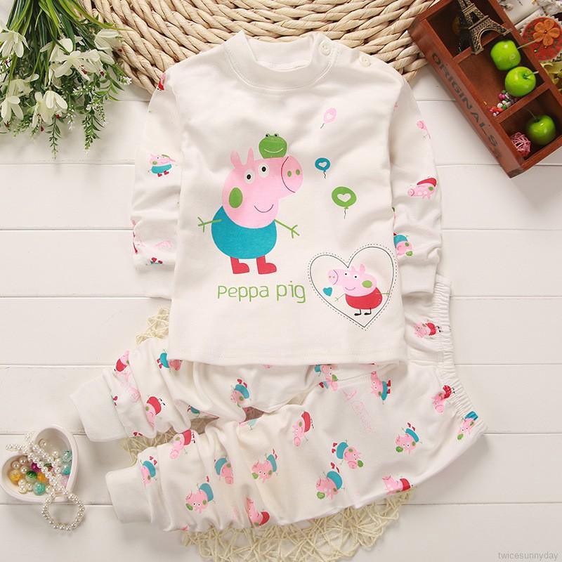 Bộ quần áo ngủ tay dài phong cách hoạt hình dành cho bé