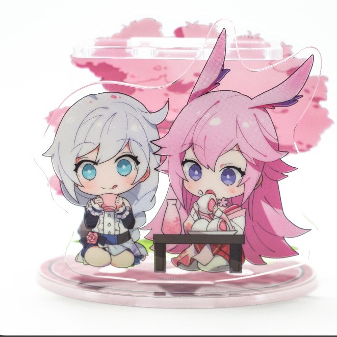 Mô hình Acrylic Standee HONKAI IMPACT 3 ver Ăn Uống Couple Chibi Cute Anime