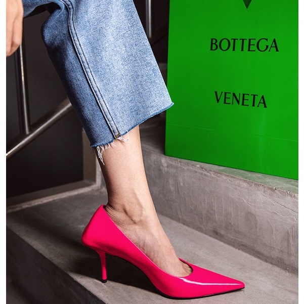 Giày Cao Gót Da Pu Màu Trắng Đen Thanh Lịch Cao Cấp Thời Trang