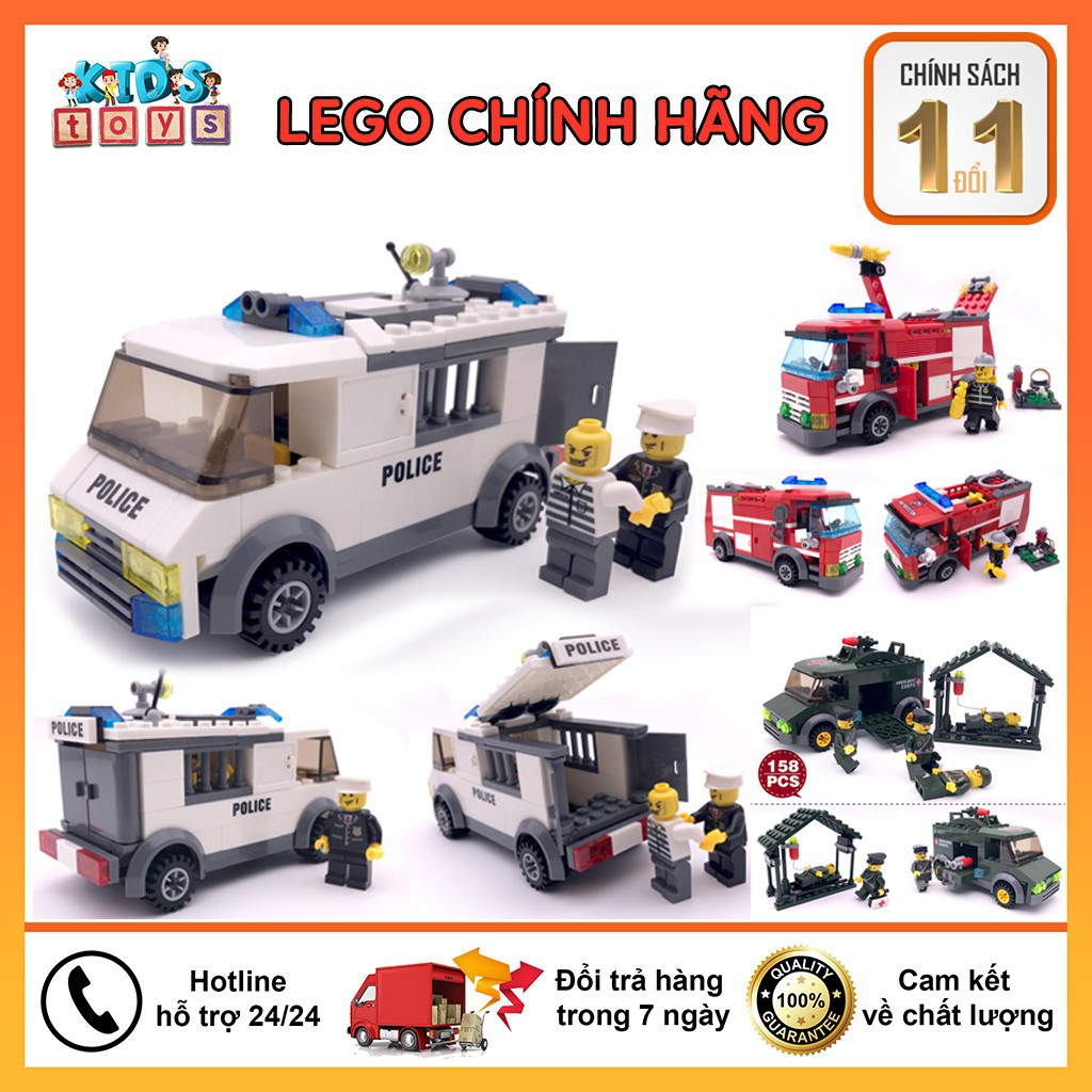 Đồ chơi lego city cảnh sát, xe cứu hỏa, đồ chơi xếp hình trí tuệ nhiều chi tiết, chất liệu nhựa ABS an toàn cho bé