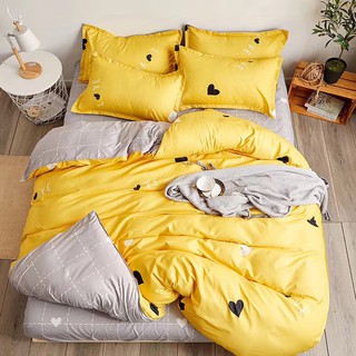 Bộ Vỏ Chăn Ga Gối Cotton Poly Decor Phong Cách Hàn Quốc Họa Tiết Tim Đen Trắng Nhỏ (Miễn Phí Bo Chun)