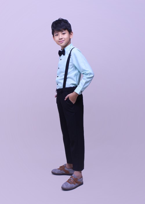 Áo sơ mi tay dài bé trai vải fo xanh lá cây TAS016 Jadiny