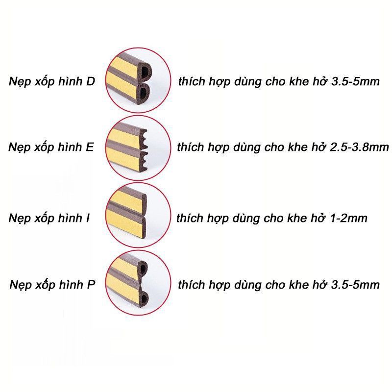 2m Nẹp xốp khe cửa có keo cách âm chống tiếng ồn chống bụi chống hơi lạnh thất thoát