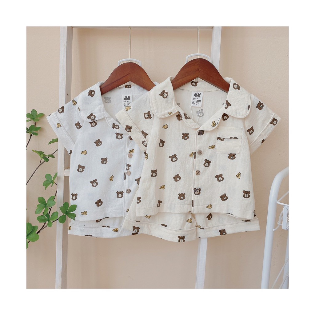 Set bộ cộc tay pijama cho bé trai bé gái họa tiết gấu từ (2-6y) TheBossBabyVN