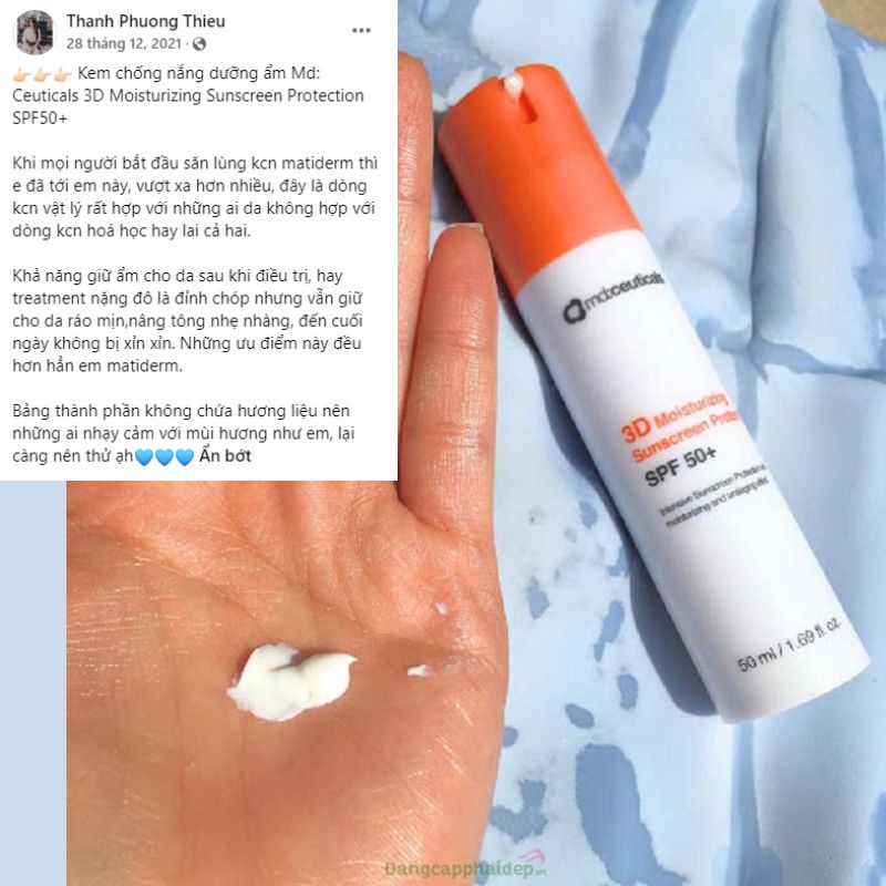 Kem chống nắng Md:Ceuticals 3D Moisturizing Sunscreen Protection SPF 50+ Md Ceuticals