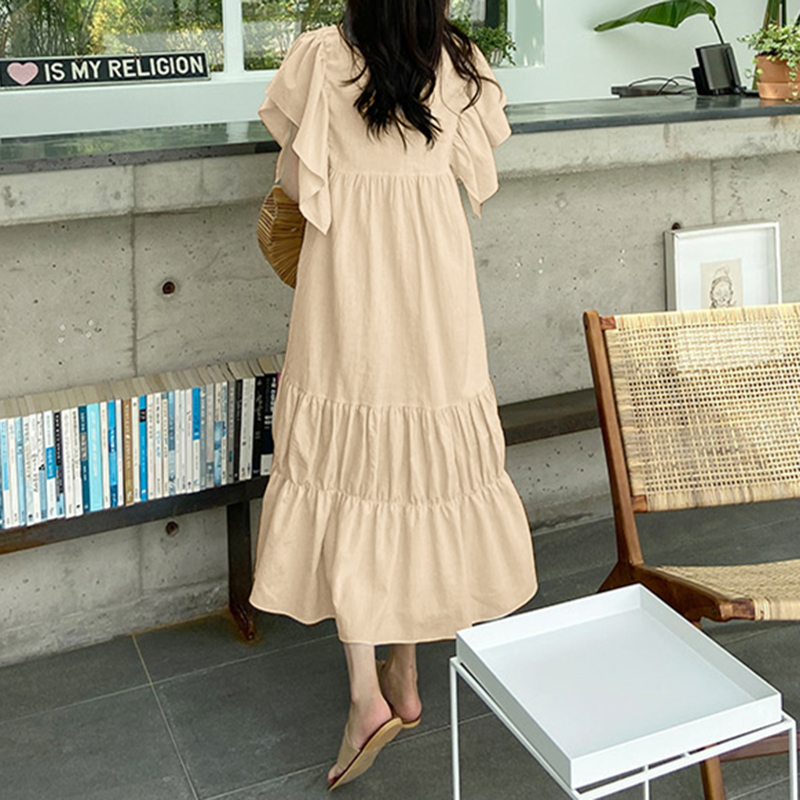 Đầm Maxi ZANZEA Dáng Xòe Tay Ngắn Xếp Nếp Nhiều Lớp Kiểu Gợn Sóng Dành Cho Bạn Nữ | BigBuy360 - bigbuy360.vn