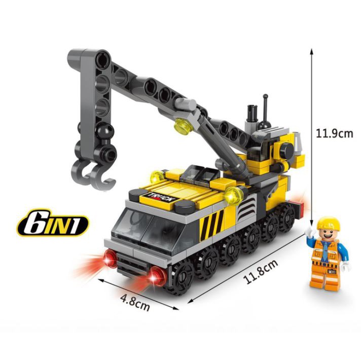BỘ ĐỒ CHƠI XẾP HÌNH LEGO 6 IN 1 137 CHI TIẾT MÁY XÚC VÀNG