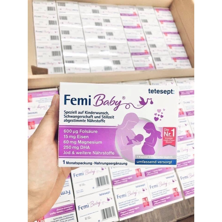 Vitamin bầu nội địa Đức ⚡ CHUẨN AUTH ⚡ Vitamin tổng hợp cho mẹ bầu và sau sinh Femibaby của Đức tăng cường sức khỏe