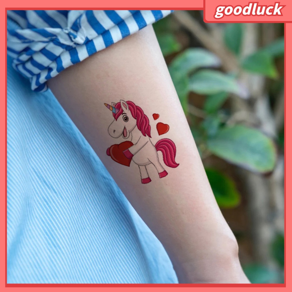 Hình Xăm Dán Tạm Thời Hình Ngựa Dễ Thương Thân Thiện Với Da Cho Bé Gái