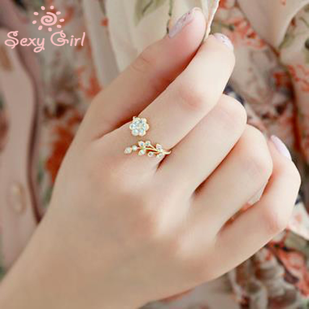 Nhẫn Hở Thiết Kế Hoa Lá Đính Đá Thời Trang 2021 Cho Nữ