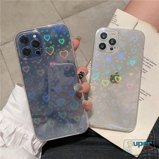 Ốp điện thoại trong suốt in trái tim laser thích hợp cho iPhone 7Plus 8Plus 6 6S Plus XR X XS MAS 11 12 13 Pro Max SE