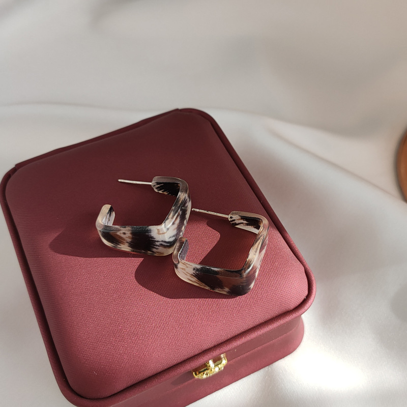 Đôi Bông Tai Họa Tiết Da Báo Bằng Acrylic Thời Trang Dễ Phối Đồ Cho Nữ