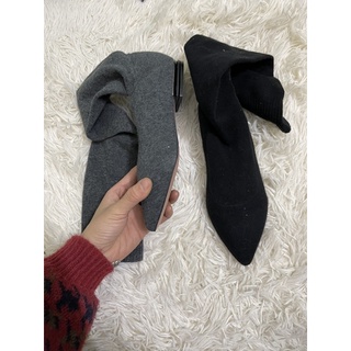 Bốt đùi len mũi nhọn đế bệt (hàng cao cấp ) (sale)