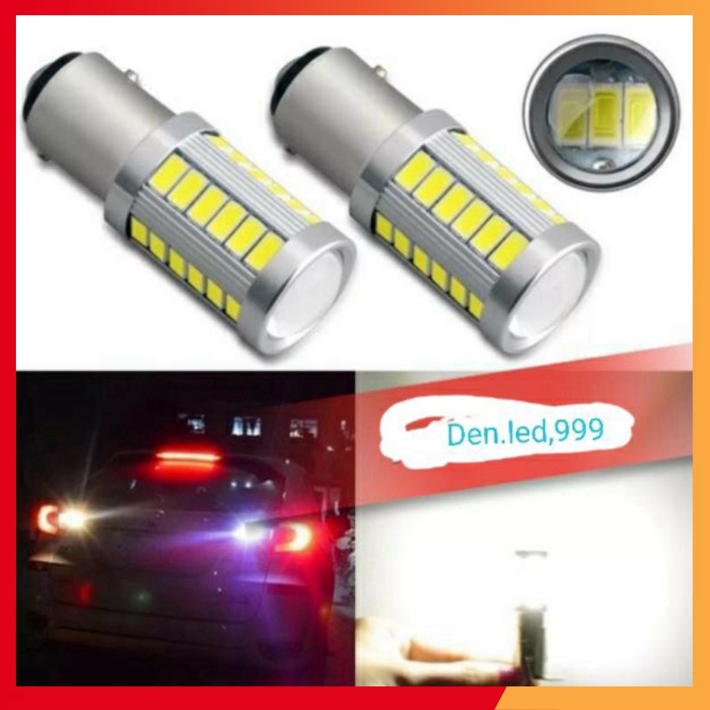 🔥ĐÈN LED HẬU NHÁY 33 TIM LED BI CẦU Ô TÔ XE MÁY💥2 CHÂN DƯƠNG (GIÁ 1 BÓNG)