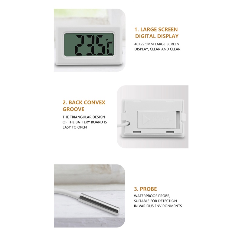 Nhiệt Kế Điện Tử Mini Màn Hình LCD Cảm Biến Nhiệt Độ Và Độ Ẩm Không Thấm Nước Cho Bể Cá
