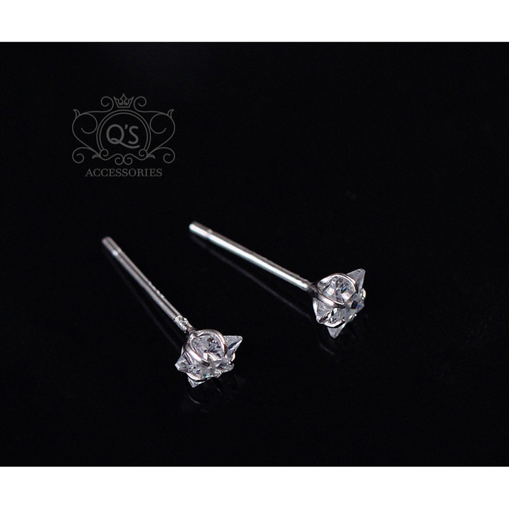 Bông tai bạc 925 ngôi sao khuyên nữ đính đá 5 chấu trắng S925 STAR Silver Earrings QA SILVER EA200906