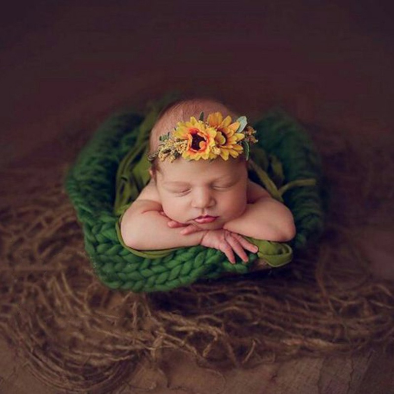 Chăn lưới bằng vải bố làm phông nền chụp ảnh cho bé sơ sinh