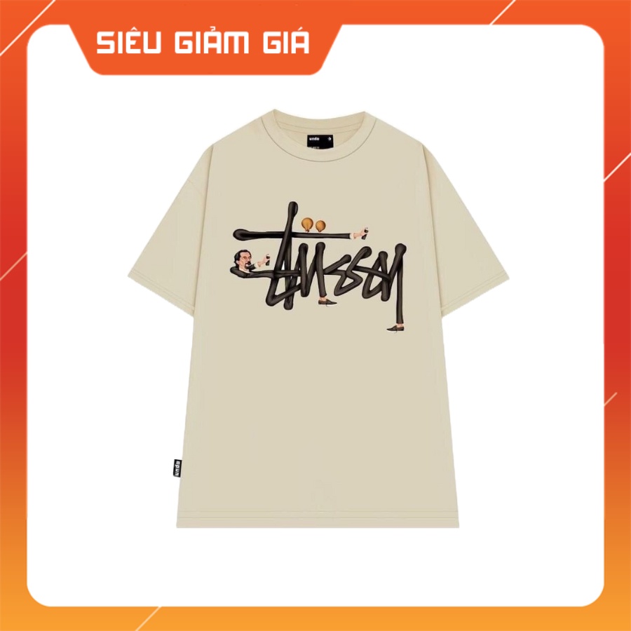 Áo Thun STUSSY Kem 2 Chiều Cao Cấp Tay Lỡ
