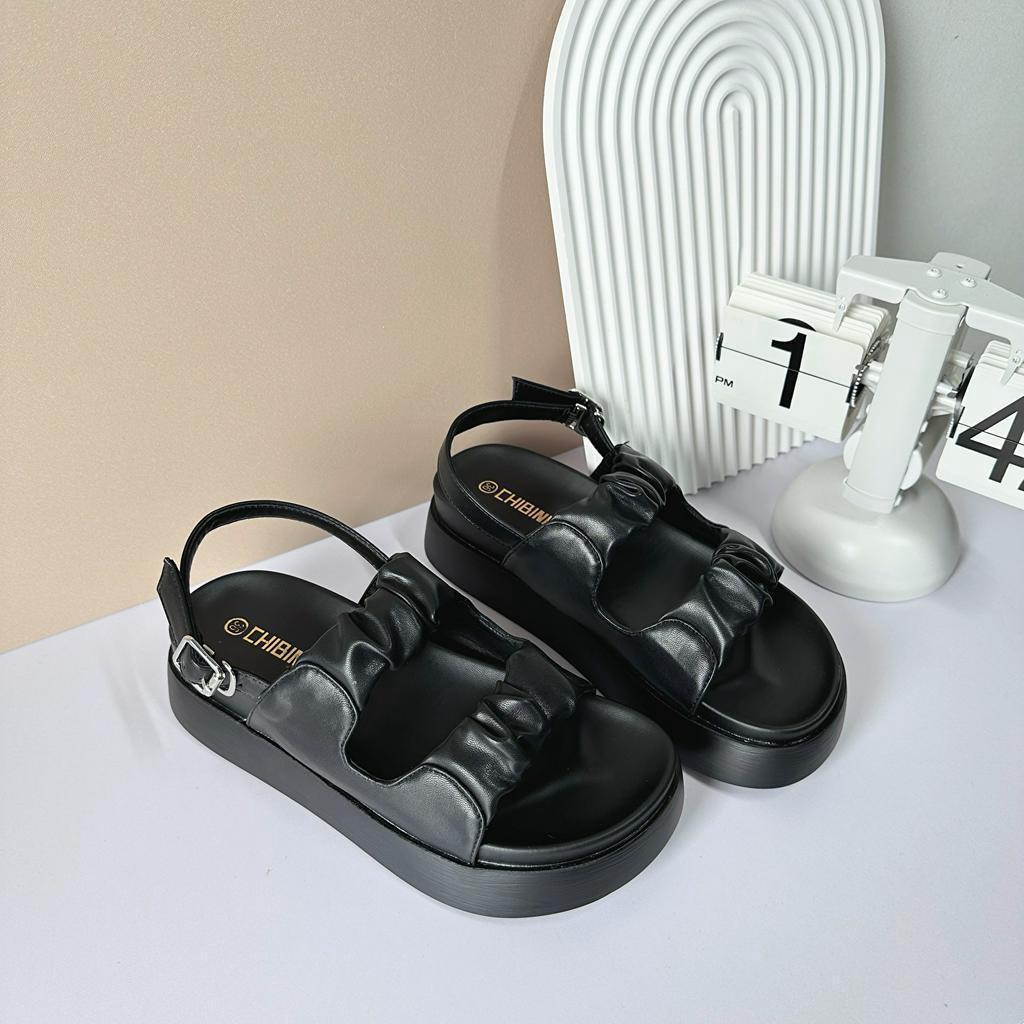 Sandal quai nhún 333-26 cao 5cm [Wood shoes]