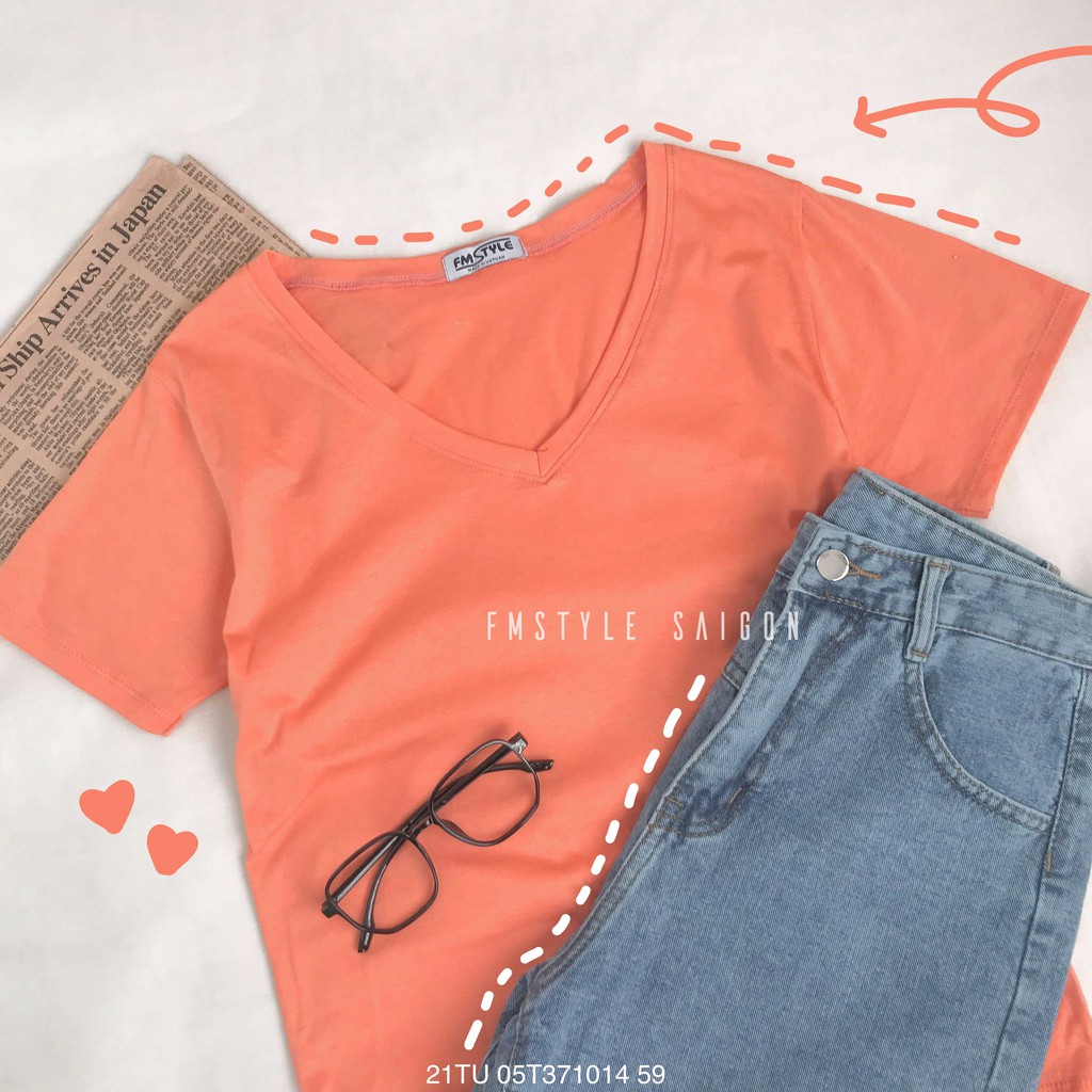 Áo Thun Trơn Nữ Cổ V - Cổ Tròn Nữ Basic 100% Cotton Thoáng Mát, Thấm HÚt Mồ Hôi. | BigBuy360 - bigbuy360.vn
