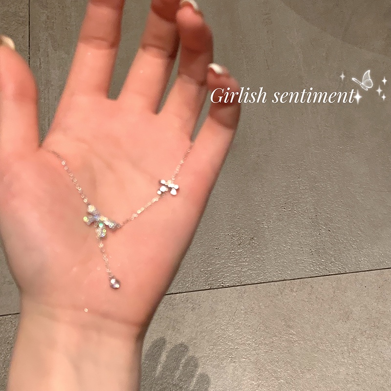 Vòng cổ Mạ Vàng / Bạc Mặt Hình Bươm Bướm Đính Pha Lê Đơn Giản Thời Trang Cho Nữ