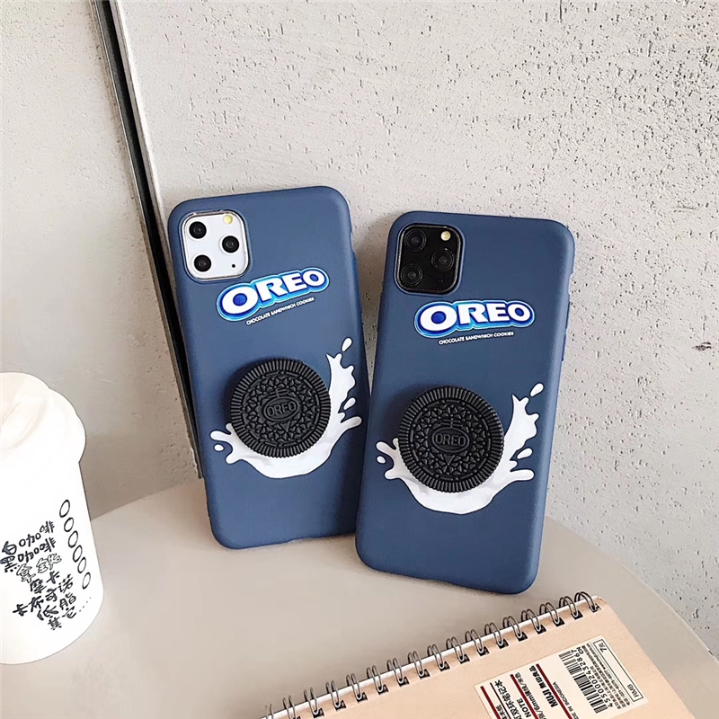 Ốp điện thoại mềm có giá đỡ hình bánh Oreo cho iPhone 6 6s 7 8 Plus X XS Max XR 11 11 Pro Max