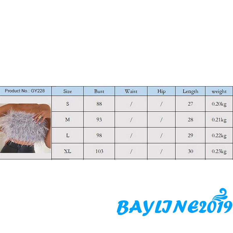 BAY-Women Artificial Fur Feather Vest, Sleeveless Solid Color Strapless Fluffy Backless Slim Fit Tube Tops