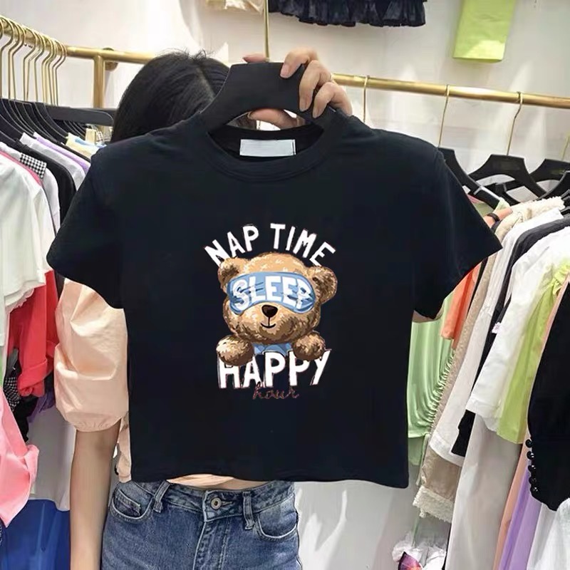 Áo thun croptop Gấu HAPPY