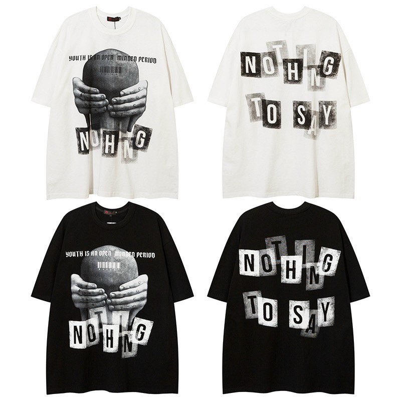 Áo thun nothing to say  áo phông nam nữ tay ngắn nothing oversize Kunshop