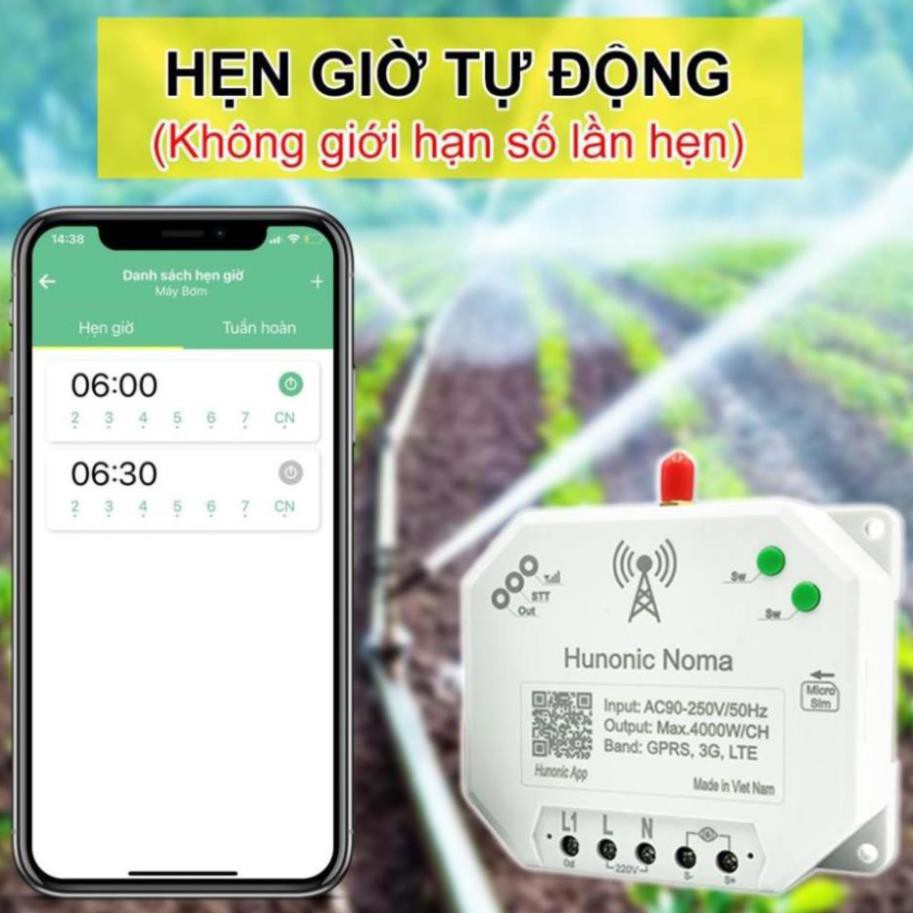 [BH 12 THÁNG] Công Tắc Noma - Điều khiển mọi thiết bị từ xa qua điện thoại dùng Sim│Điều khiển không cần Wifi