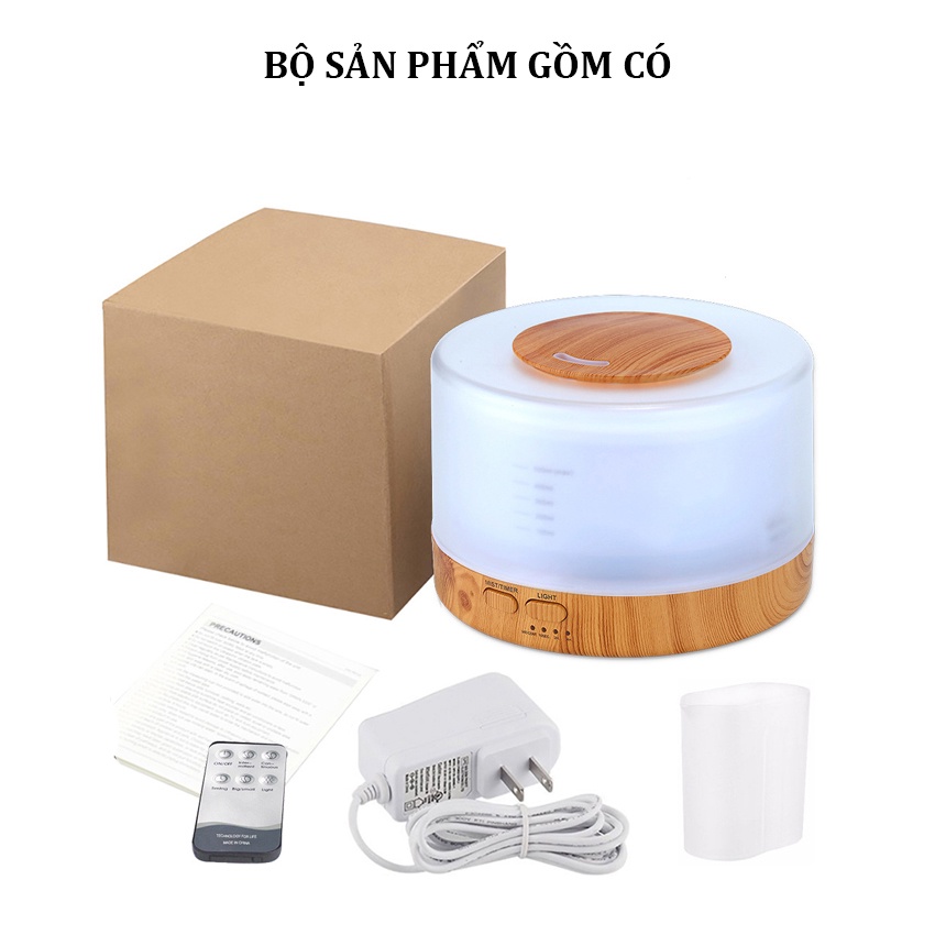 Máy Xông Tinh Dầu Phun Sương Tạo Ẩm Trụ Dung Tích 500ml Tặng Điều Khiển Giúp Thơm Phòng Tự Ngắt Khi Hết Nước