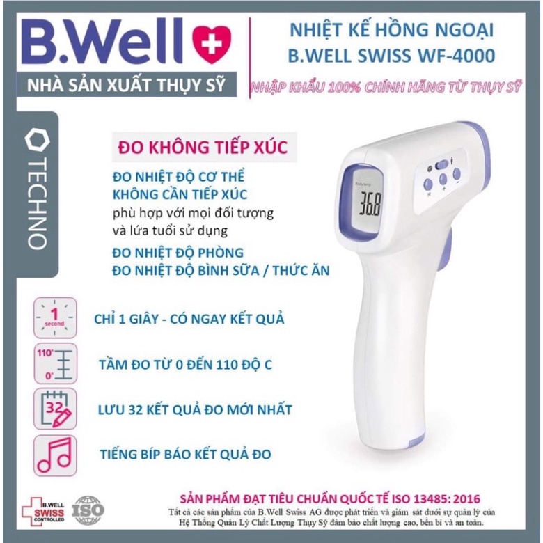 [SIEU SALE] * [NHẬP KHẨU THUỴ SĨ] Nhiệt Kế Hồng Ngoại Bwell WF4000 BẢO HÀNH 2 NĂM