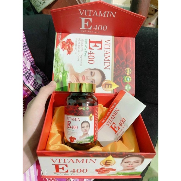 Viên uống đẹp da Vitamin E 400 with Aloe Vera giảm lão hóa, sáng mịn da ( Hộp 30 viên)