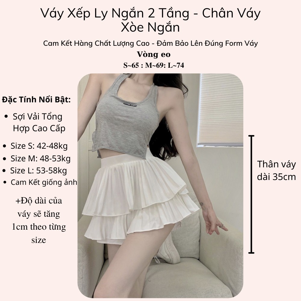 Váy Xếp Ly Ngắn 2 Tầng Cao Cấp Siêu Hót Freeship, Chân Váy Tầng Ngắn Xếp Ly Xòe Bồng Xu Hướng Thời Trang Siêu Xinh