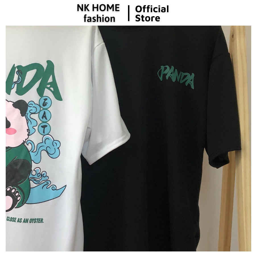 Áo thun tay lỡ unisex GẤU TRÚC PANDA thiết kế dày dặn - Áo phông nữ form rộng cho cặp đôi phong cách hàn quốc