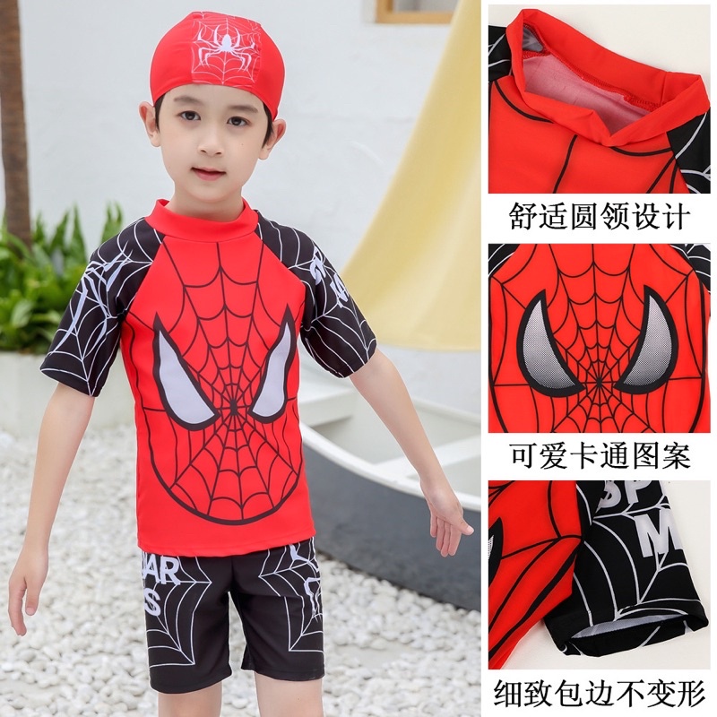 [SIZE ĐẠI] Bộ đồ bơi người nhện bé trai 3 mảnh hàng đẹp