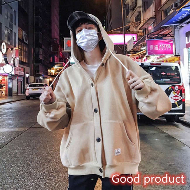 【In stock】 Men Women Long-Sleeve Overize Loose Thick Button Coat for Campus Sports