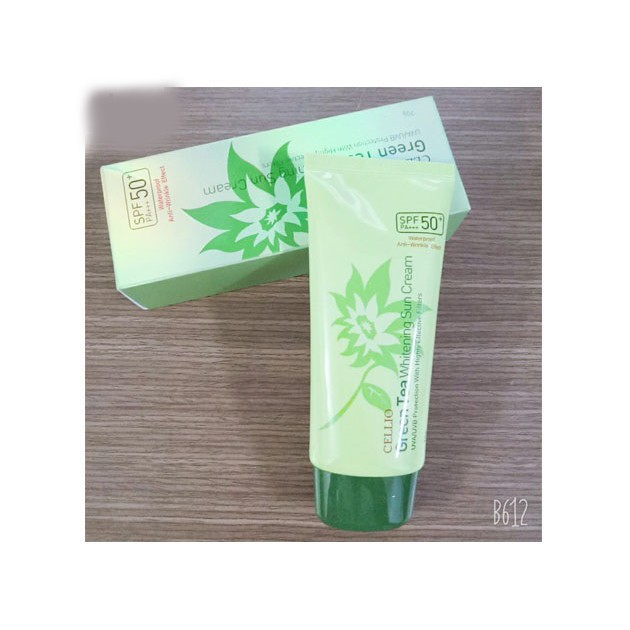 Kem chống nắng Cellio Green Tea Whitening Sun Cream SPF50+- Tuýp 70gr