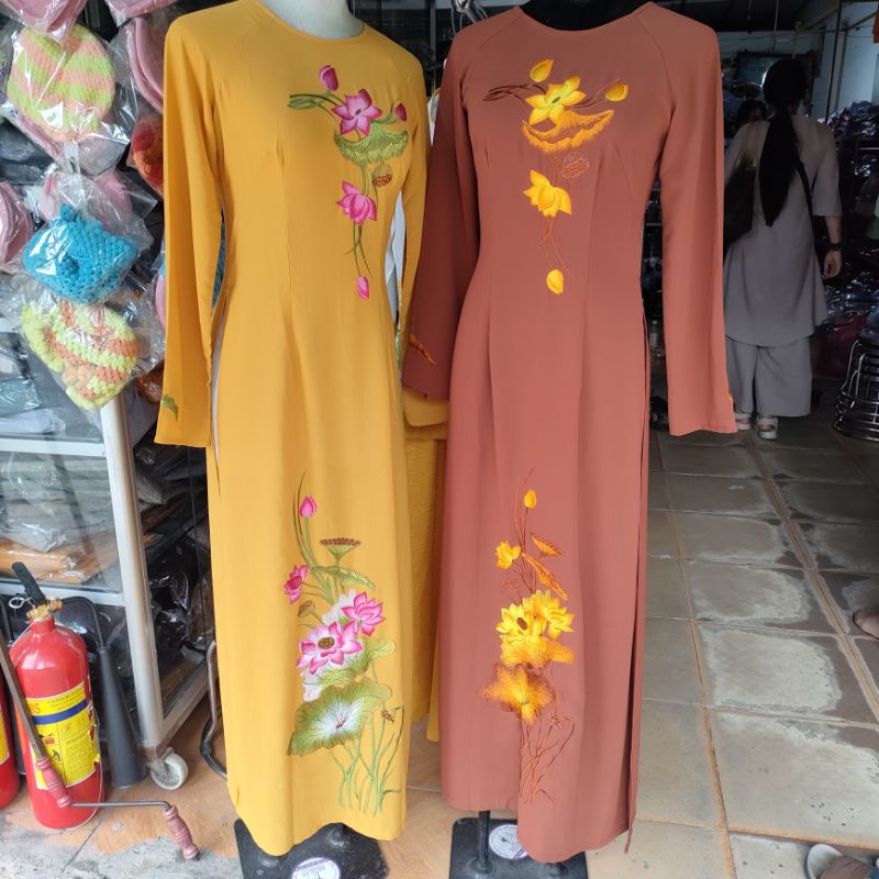 Áo dài thiết kế.vải lụa tằm ý