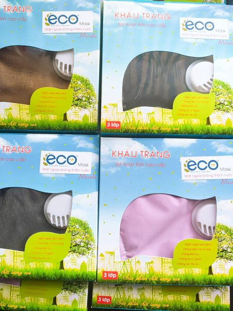 Khẩu Trang Vải Sợi Hoạt tính ECoMask Mặt Ngoài Chống Nước - Có Van Thở | BigBuy360 - bigbuy360.vn