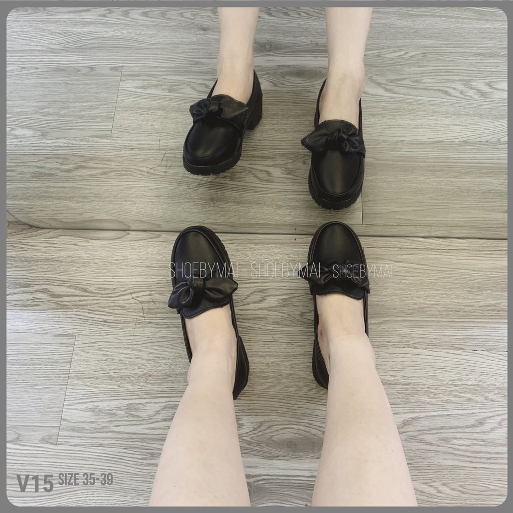 giày vintage nữ phối nơ xinh V15