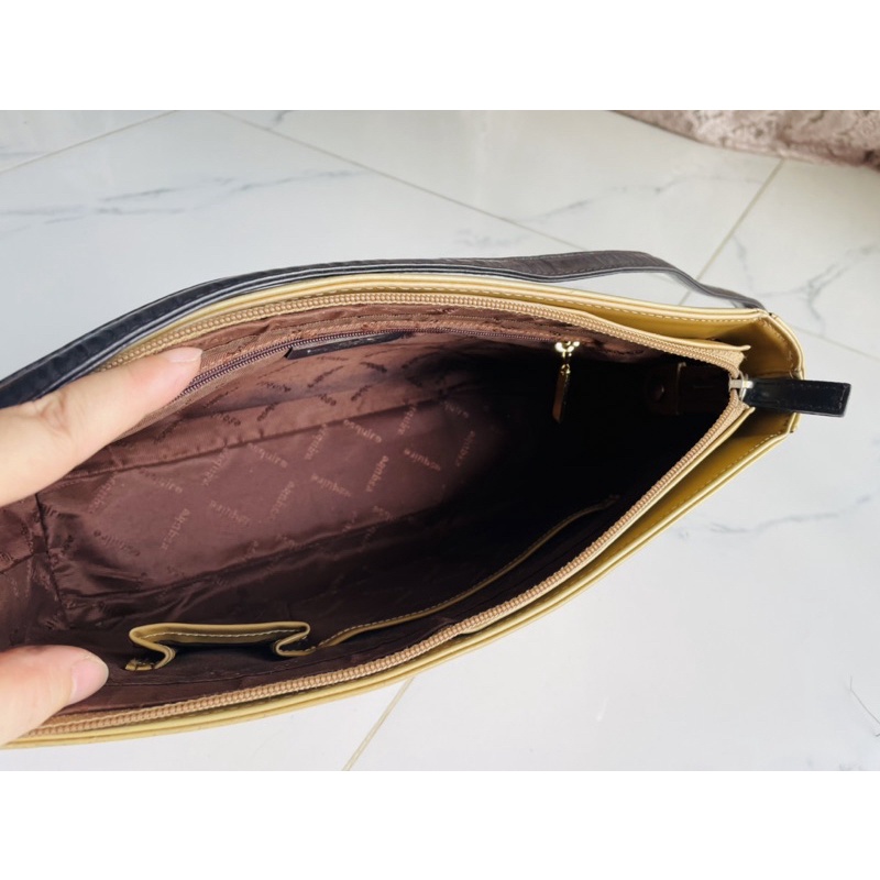 Lc26 Túi si da thật phủ bóng kẹp nách Esquire